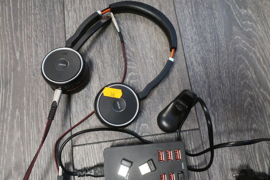 Headset JABRA, 2 stk. mus LOGITECH, USB-dock