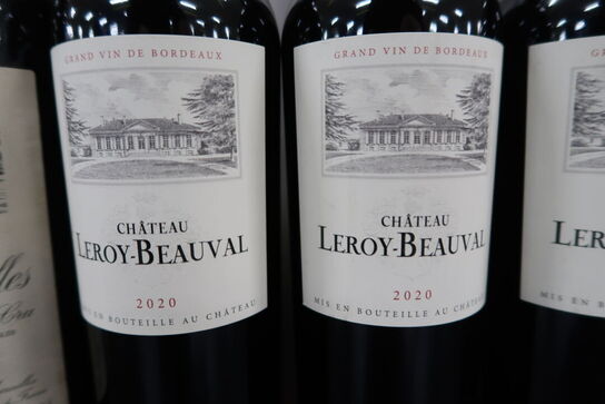 7 fl. Rødvin bl.a. CHÂTEAU LEROY-BEAUVAL 2020