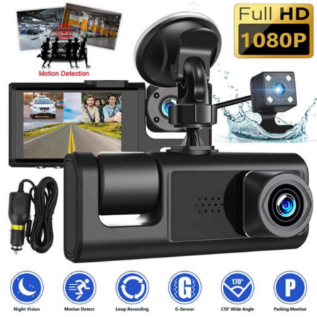 DriveGuard Pro 3-in-1 Dashcam