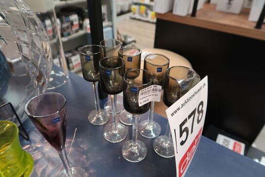 7 stk. Lyngby glas snapseglas grå 