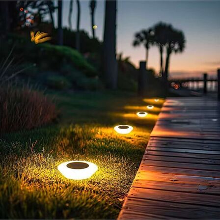 8 stk. Rund solcelledrevet havelampe LED IP65