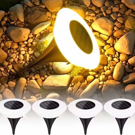 8 stk. Rund solcelledrevet havelampe LED IP65