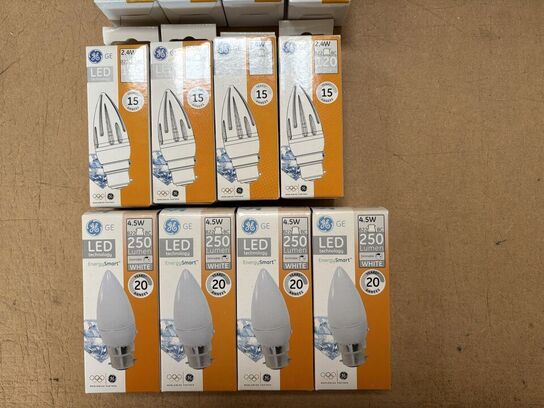 15 stk GE LED B22 sokler