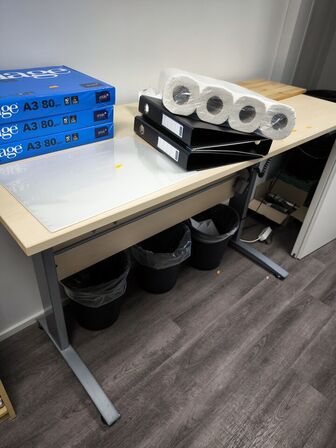 Skrivebord med indhold
