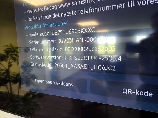 Fjernsyn SAMSUNG UE75TU6905KXXC med fjernbetjening