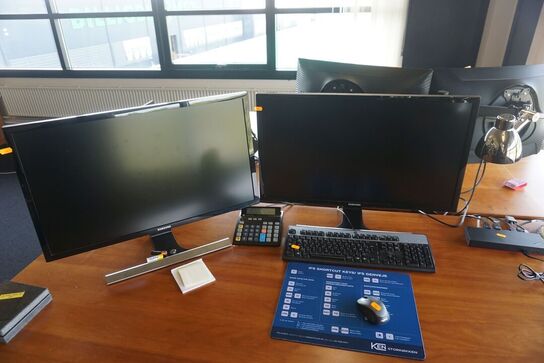 2 stk. skærme + tastatur og mus