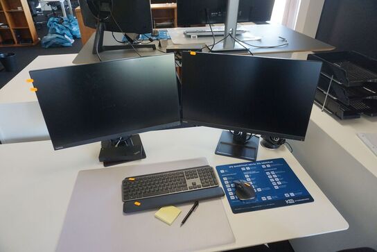 2 stk. skærme + tastatur, headset og mus