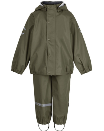 Mikk-Line Regntøj m. Seler - PU - Dusty Olive - Str. 122