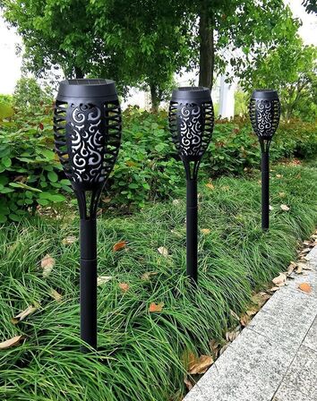 10 stk. LED havelygte med flammende lys