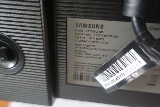 2 stk. skærme SAMSUNG F27T450FQR / computer LENOVO 11MY Intel core I7 m.m.