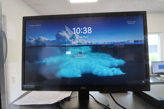 Computer LENOVO ThinkCentre samt computerskærm AOC E2470SWDA