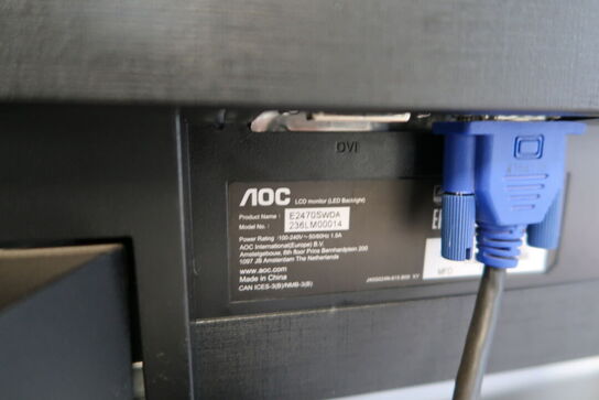 Computer LENOVO ThinkCentre samt computerskærm AOC E2470SWDA