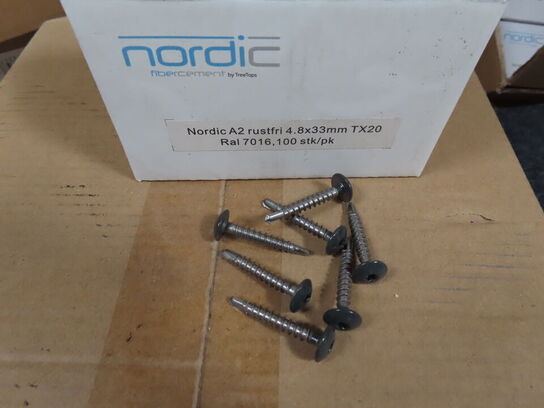20 kasser. Rustfri skruer 4,8 x 33 mm med sort hoved