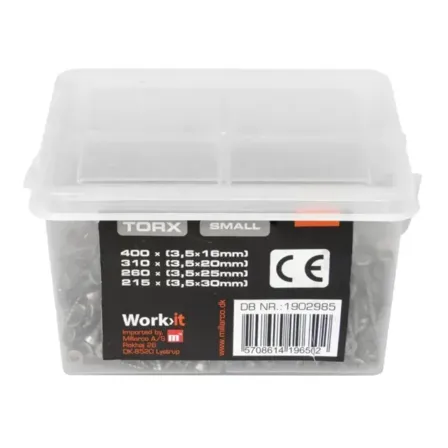 4 pk. Work-it Skrueboks TORX Small til indendørs brug 1185 stk