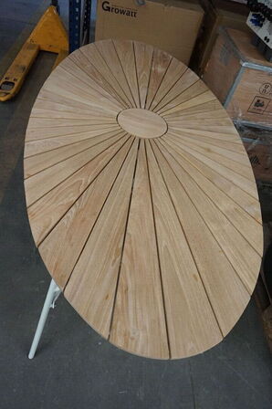 Kerteminde teak havebord 180x90cm, hvidt stel