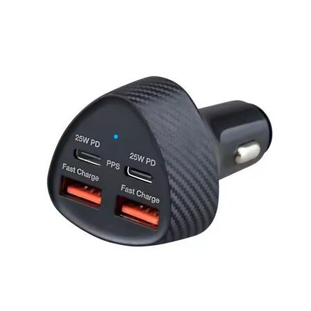 2 stk. Mobiltilbehør Biladapter 25w 4 porte