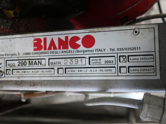 Band saw BIANCO 200 MAN. year 2003 - 2450x20 mm