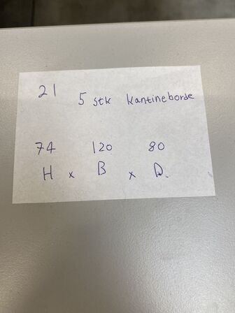 5 stk. kantineborde