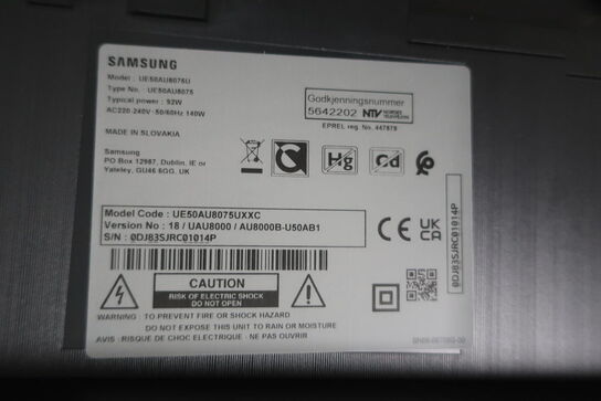 Fladskærmstv SAMSUNG UE50AU8075U med fjernbetjening