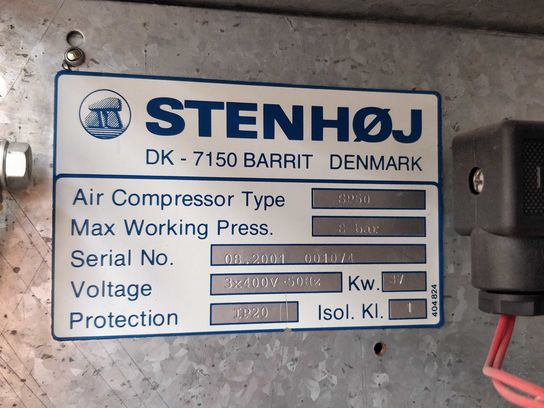 Stenhøj Kompressor SP50, 8Bar 37kW + BT-450