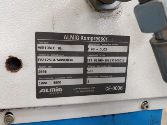 
ALMIG skruekompressor variable 16, 2008. 16kW