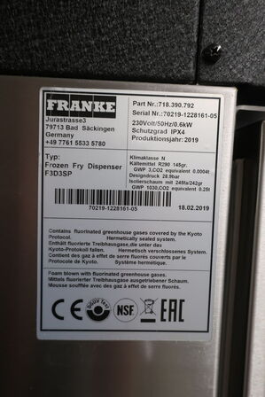 Dispenser til frosne pommes frites FRANKE F3D3SP