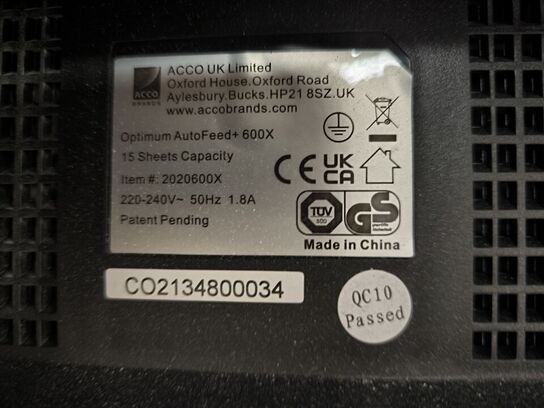 Makulator REXEL Optimum Autofeed+ 600x