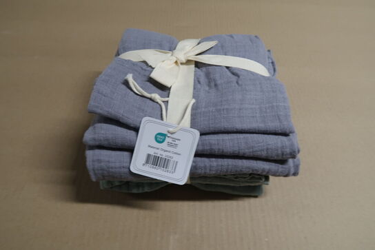 5 pk. Stofbleer i organic muslin fra Mininor - Grey/Green (6 stk)