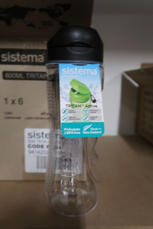 4 stk. Sistema Active drikkedunk sort 0,8 liter