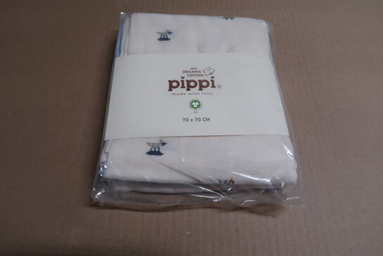 6 pk. Stofbleer i Organic Muslin fra Pippi - Celestial Blue (3-pak)