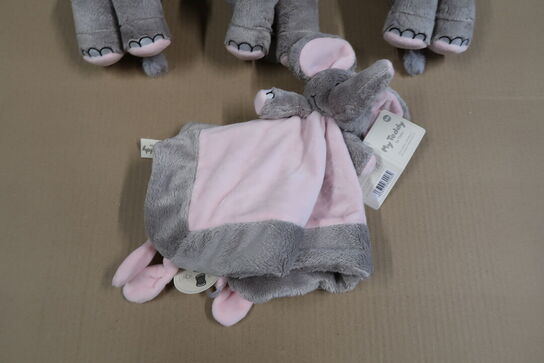3 stk. My Teddy Bamse Elefant + Nusseklud