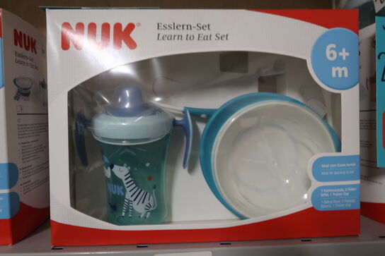 3 pk. NUK Spisesæt Lær-at-spise Blå/turkis 6+ mdr. 