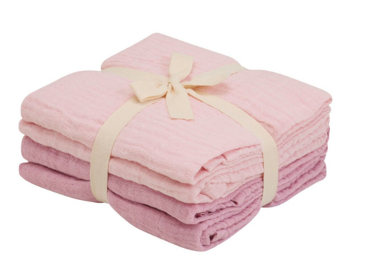 5 pk. Stofbleer i organic muslin fra Pippi - Shrinking Violet (4-pak)