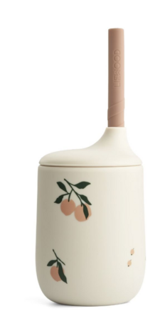 3 stk. Drikkekop m sugerør fra Liewood - Ellis Peach/sea shell