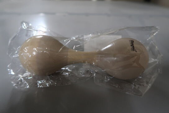 12 stk. Magni | Dobbelt maracas med abe, Noahs Ark, beige
