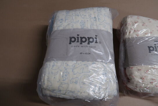 2 pk. Ass. Stofbleer i organic muslin fra Pippi (4-pak)