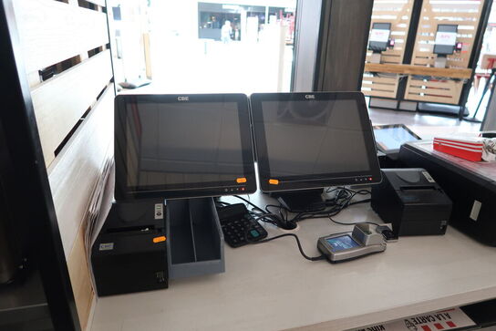 Kasseapparat CBE med bonprinter, betalingterminal m.m.