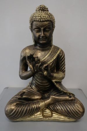 Buddha figur H44 cm. guld