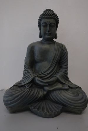 Buddha figur H41 cm. grå