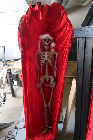 2 stk. Halloween-kister + skellet