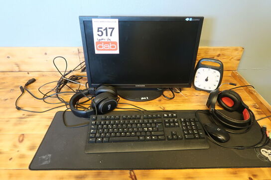 Samsung SyncMaster B2240 22" skærm + keyboard, mus, headset & gamerstol