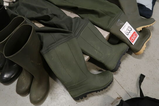 2 sæt waders + 4 par gummistøvler