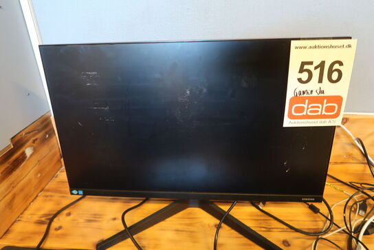 Samsung LF24T370FWR 24" skærm + keyboard, mus, headset & gamerstol
