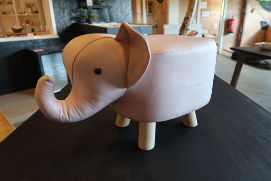2 stk. Elefant Skammel med m. Træben - Rosa