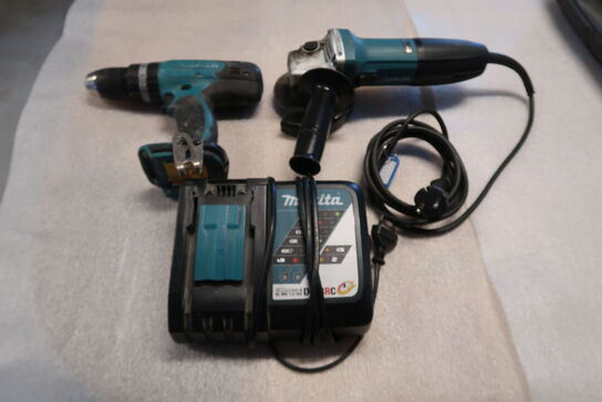 Makita boremaskine, vinkelsliber & lynlader 