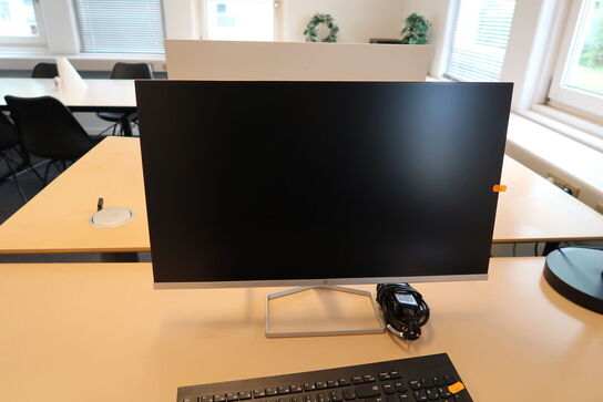 Computerskærm HP M27fw, tastatur, mus, rollermouse
