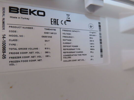 Amerikanerkøleskab med fryser BEKO