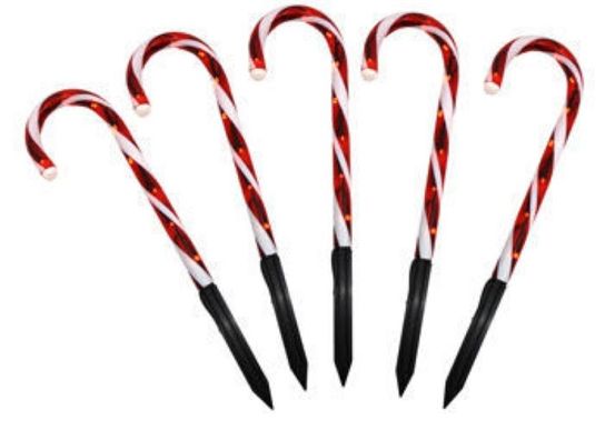 8 pk. Candy Cane bedlamper. 5 stk i pk. Led m/timer til batterier