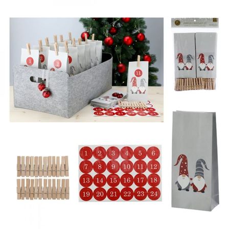 8 pk. DIY Adventskalender m/24 Gaveposer