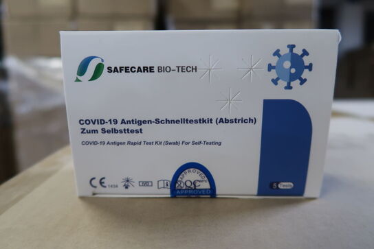 2 paller Safecare - Covid-19 Antigen - Ca. 18.000 pk. - gået på dato